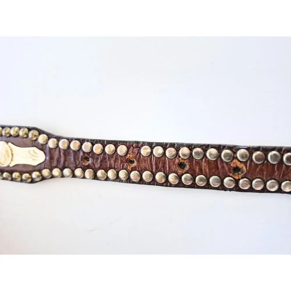 Vintage Al Beres Womens Belt Western Concho Size 42 Leather Made In USA Brown